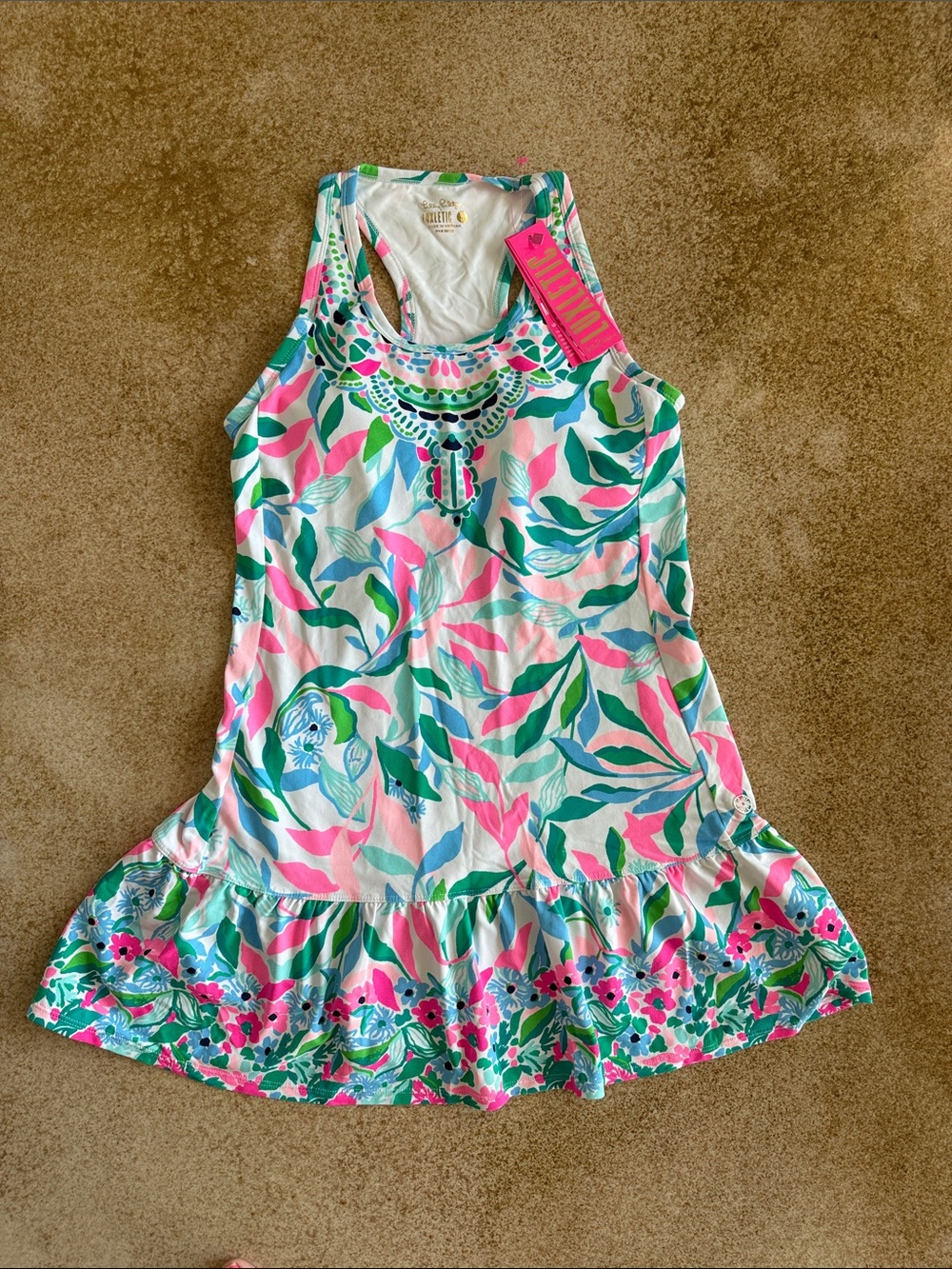 Lilly Pulitzer tennis Tank Dress - Meryl UPF 50+ Pink & Green women’s S NWT